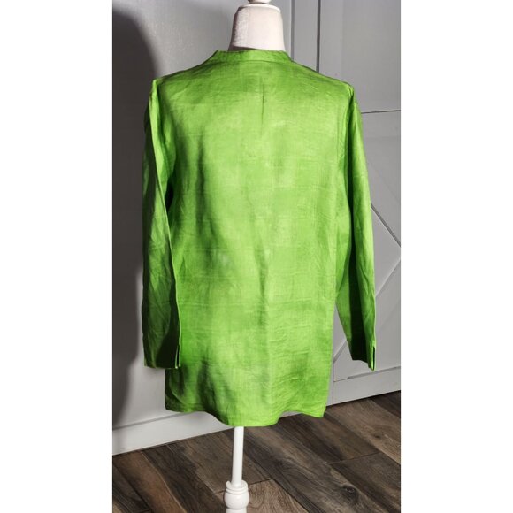 SAG HARBOR 100%LINEN TUNIC COLOR GREEN  LONG SLEEVE  SIZE XL - Picture 4 of 7